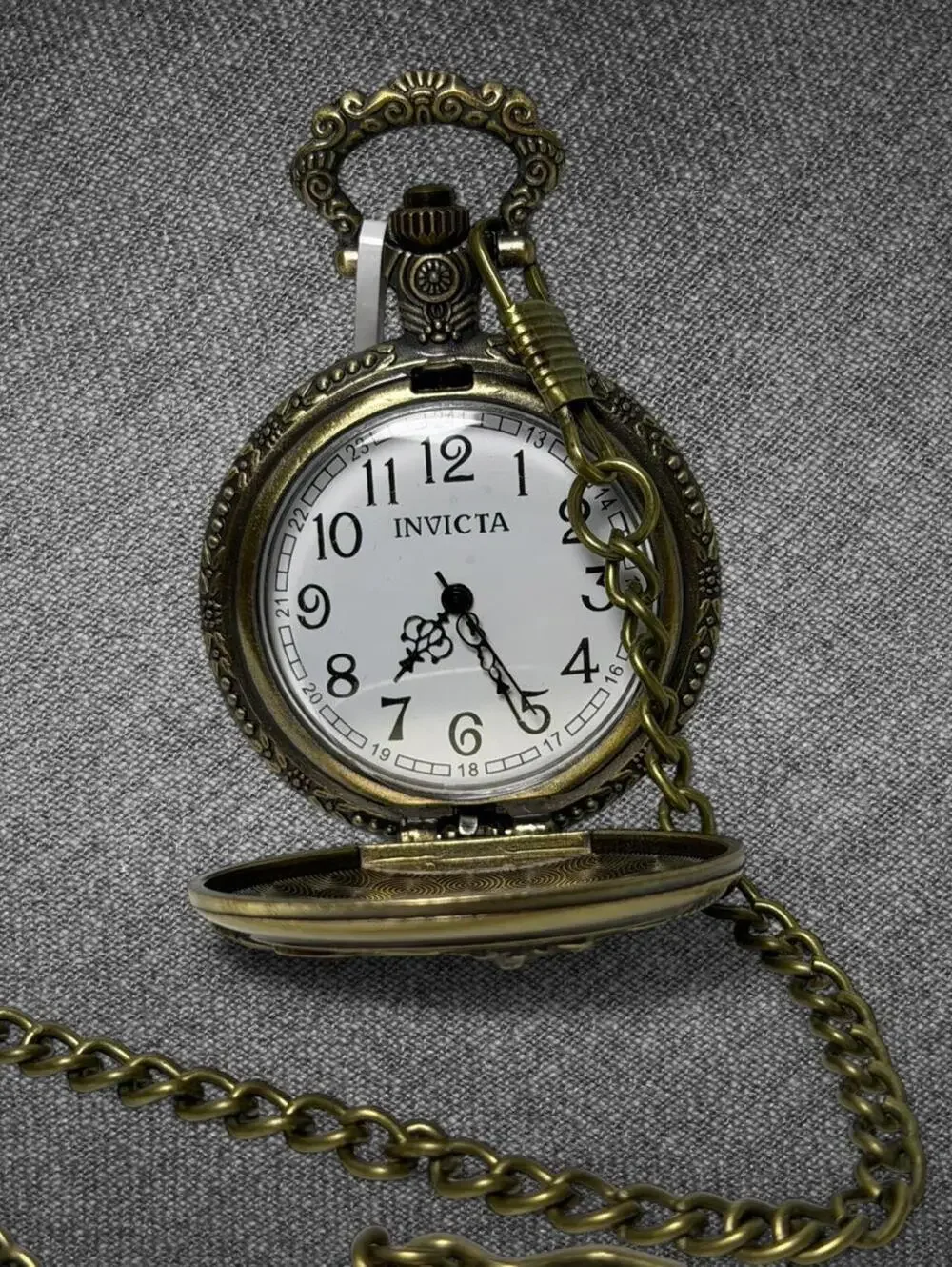 Invicta Motorcycle Pocket Watch Antique Bronze With Chain
